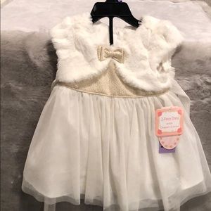 Party dress! Holiday, cream gold sparkle 12 months